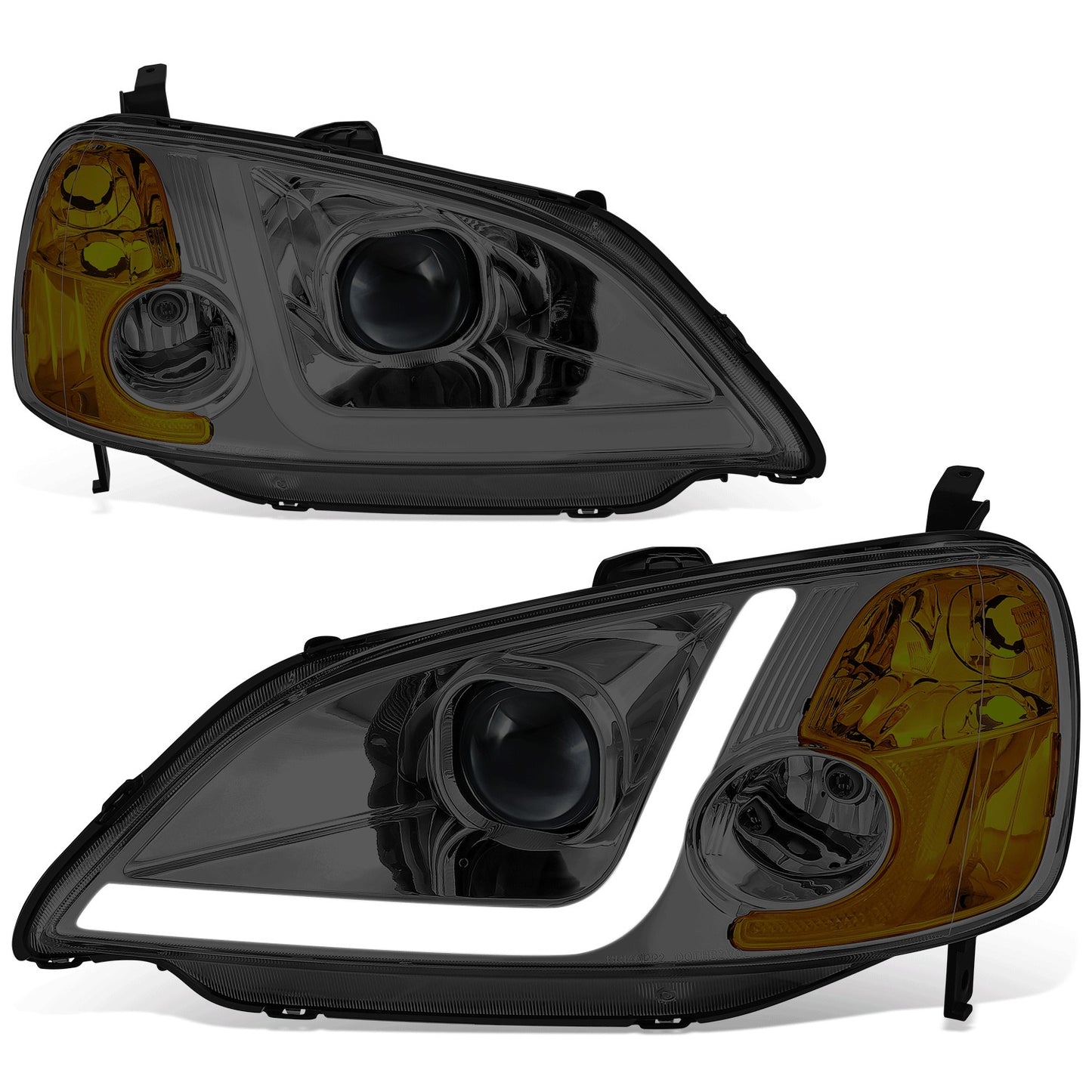 FAROS 01-03 HONDA CIVIC COUPE / SEDAN - LED RUNNING LIGHT REQUIRES WIRING INTO EXISTING LIGHTING WIRE HARNESS - LED DRL - PROJECTOR - SMOKE HOUSING / AMBER CORNER - H7 LOW BEAM / H7 HIGH BEAM