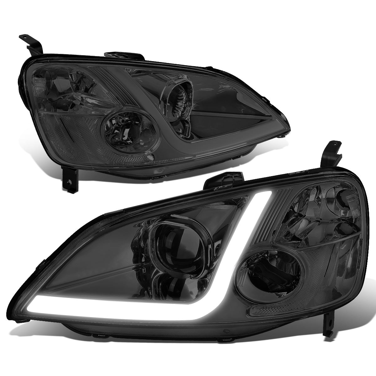 FAROS 01-03 HONDA CIVIC COUPE / SEDAN - LED RUNNING LIGHT REQUIRES WIRING INTO EXISTING LIGHTING WIRE HARNESS - LED DRL - PROJECTOR - SMOKE HOUSING / CLEAR CORNER - H7 LOW BEAM / H7 HIGH BEAM