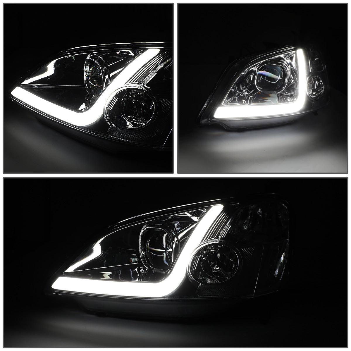 FAROS 01-03 HONDA CIVIC COUPE / SEDAN - LED RUNNING LIGHT REQUIRES WIRING INTO EXISTING LIGHTING WIRE HARNESS - LED DRL - PROJECTOR - SMOKE HOUSING / CLEAR CORNER - H7 LOW BEAM / H7 HIGH BEAM