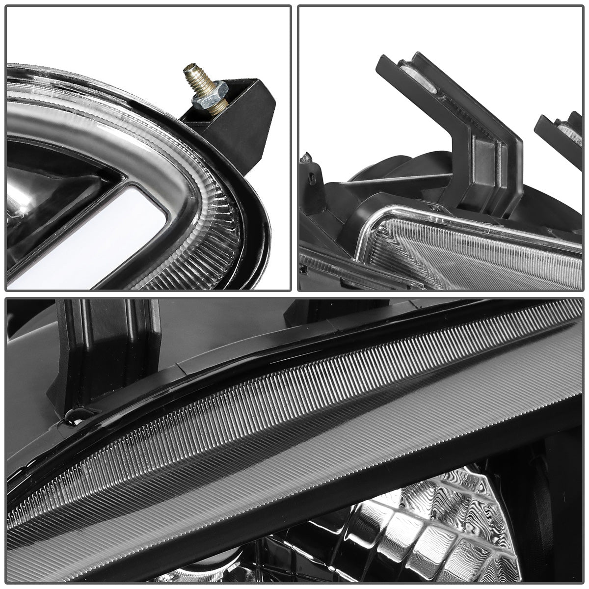 FAROS 92-95 HONDA CIVIC 2/3DR - DRL REQUIRES WIRING INTO EXISTING LIGHTING HARNESS - LED DRL - BLACK HOUSING / CLEAR CORNER - H4 HEADLIGHT / LED SIGNAL