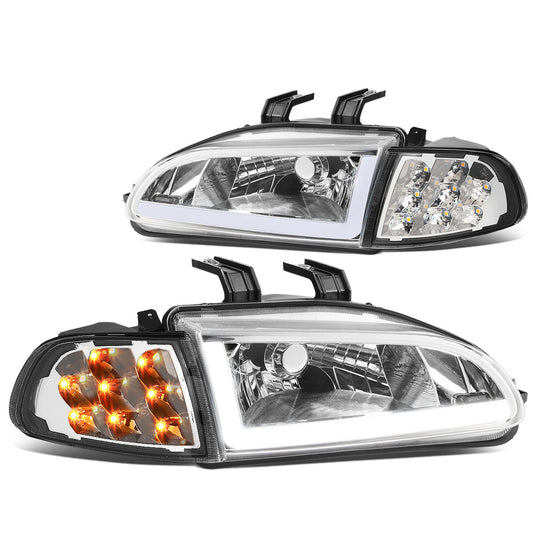 FAROS 92-95 HONDA CIVIC 2/3DR - DRL REQUIRES WIRING INTO EXISTING LIGHTING HARNESS - LED DRL - CHROME HOUSING / CLEAR CORNER - H4 HEADLIGHT / LED SIGNAL