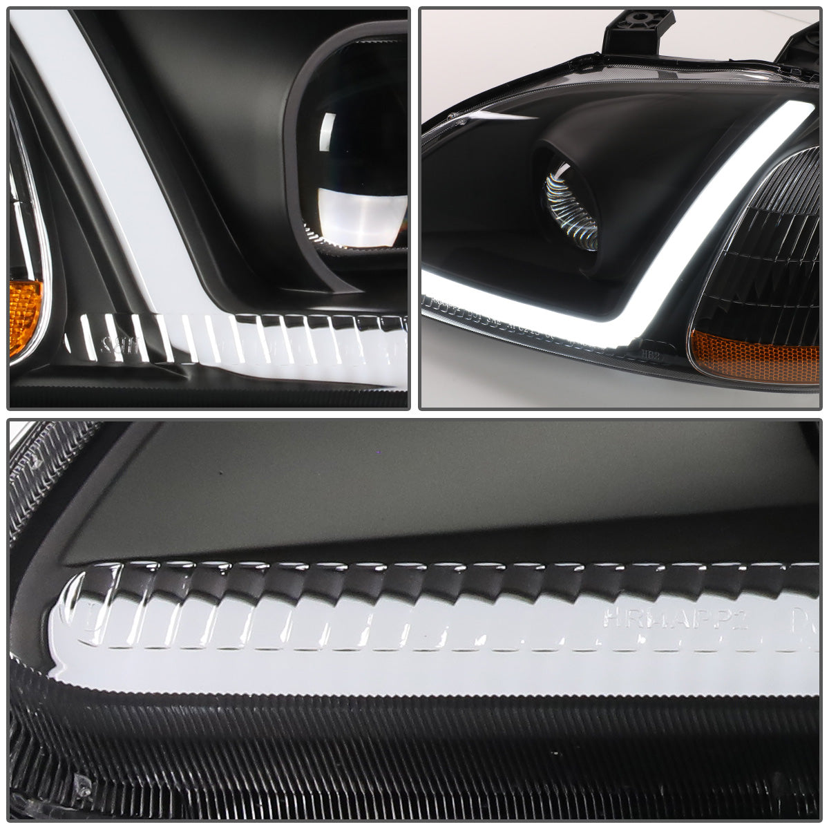 FAROS 96-98 HONDA CIVIC - LED RUNNING LIGHT REQUIRES WIRING INTO EXISTING LIGHTING WIRE HARNESS - LED DRL - PROJECTOR - BLACK HOUSING / AMBER CORNER - H7 LOW BEAM / H7 HIGH BEAM