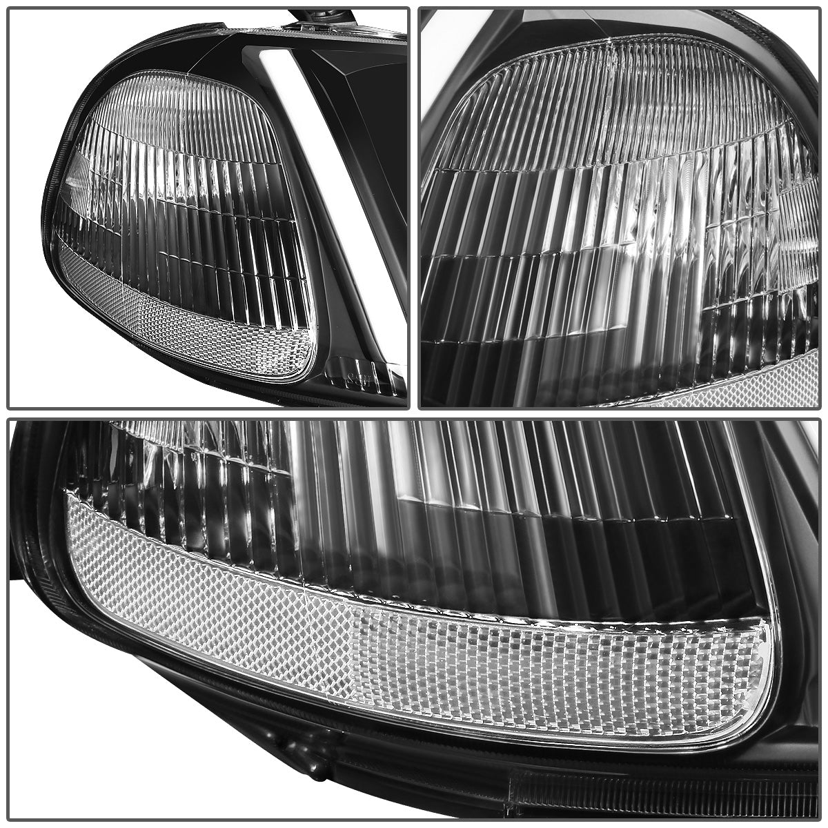 FAROS 96-98 HONDA CIVIC - LED RUNNING LIGHT REQUIRES WIRING INTO EXISTING LIGHTING WIRE HARNESS - LED DRL - PROJECTOR - BLACK HOUSING / CLEAR CORNER - H7 LOW BEAM / H7 HIGH BEAM