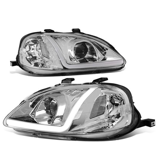 FAROS 99-00 HONDA CIVIC - LED RUNNING LIGHT REQUIRES WIRING INTO EXISTING LIGHTING WIRE HARNESS - LED DRL - PROJECTOR - CHROME HOUSING / CLEAR CORNER - H7 LOW BEAM / H7 HIGH BEAM