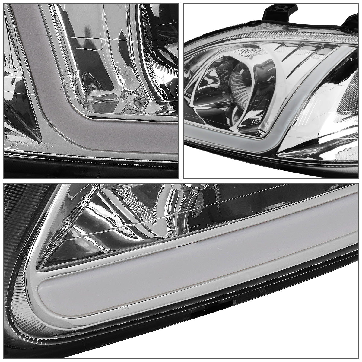 FAROS 99-00 HONDA CIVIC - LED RUNNING LIGHT REQUIRES WIRING INTO EXISTING LIGHTING WIRE HARNESS - LED DRL - PROJECTOR - CHROME HOUSING / CLEAR CORNER - H7 LOW BEAM / H7 HIGH BEAM