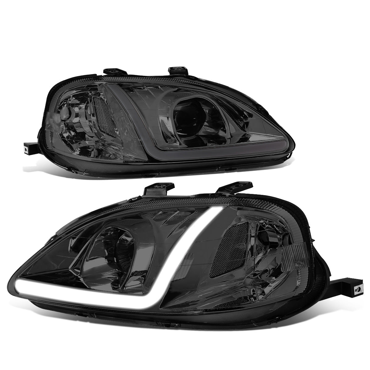 FAROS 99-00 HONDA CIVIC - LED RUNNING LIGHT REQUIRES WIRING INTO EXISTING LIGHTING WIRE HARNESS - LED DRL - PROJECTOR - SMOKE HOUSING / CLEAR CORNER - H7 LOW BEAM / H7 HIGH BEAM
