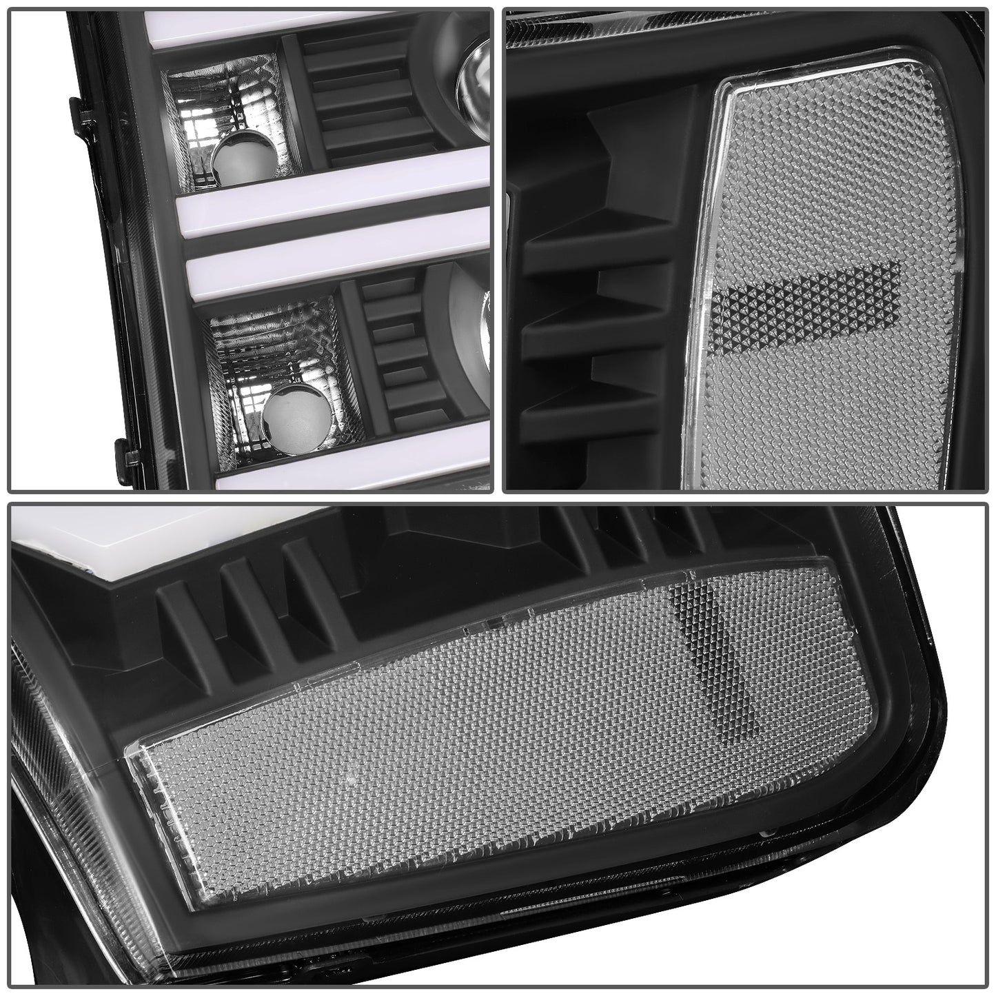 FAROS 07-13 GMC SIERRA 1500 / 07-14 GMC SIERRA 2500, 3500 - DOES NOT FIT 2007 CLASSIC STYLES - LIGHT BAR REQUIRES WIRING INTO EXISTING HARNESS - DUAL U-BAR LED DRL - BLACK HOUSING / CLEAR CORNER