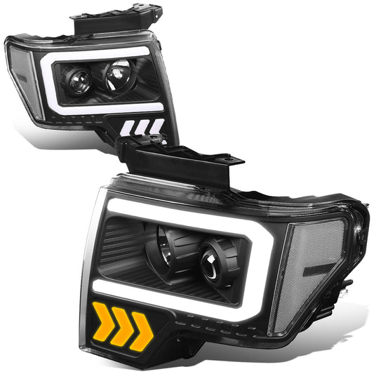 FAROS 09-14 FORD F-150 - ONLY FITS MODELS WITH HALOGEN HEADLIGHTS WITHOUT PROJECTOR - DAYTIME RUNNING LIGHT BAR REQUIRES WIRING INTO EXISITING LIGHTING HARNESS - LED DRL - PROJECTOR LOW BEAM - BLACK HOUSING / CLEAR CORNER - H1 HIGH, H1 LOW BEAM, 19