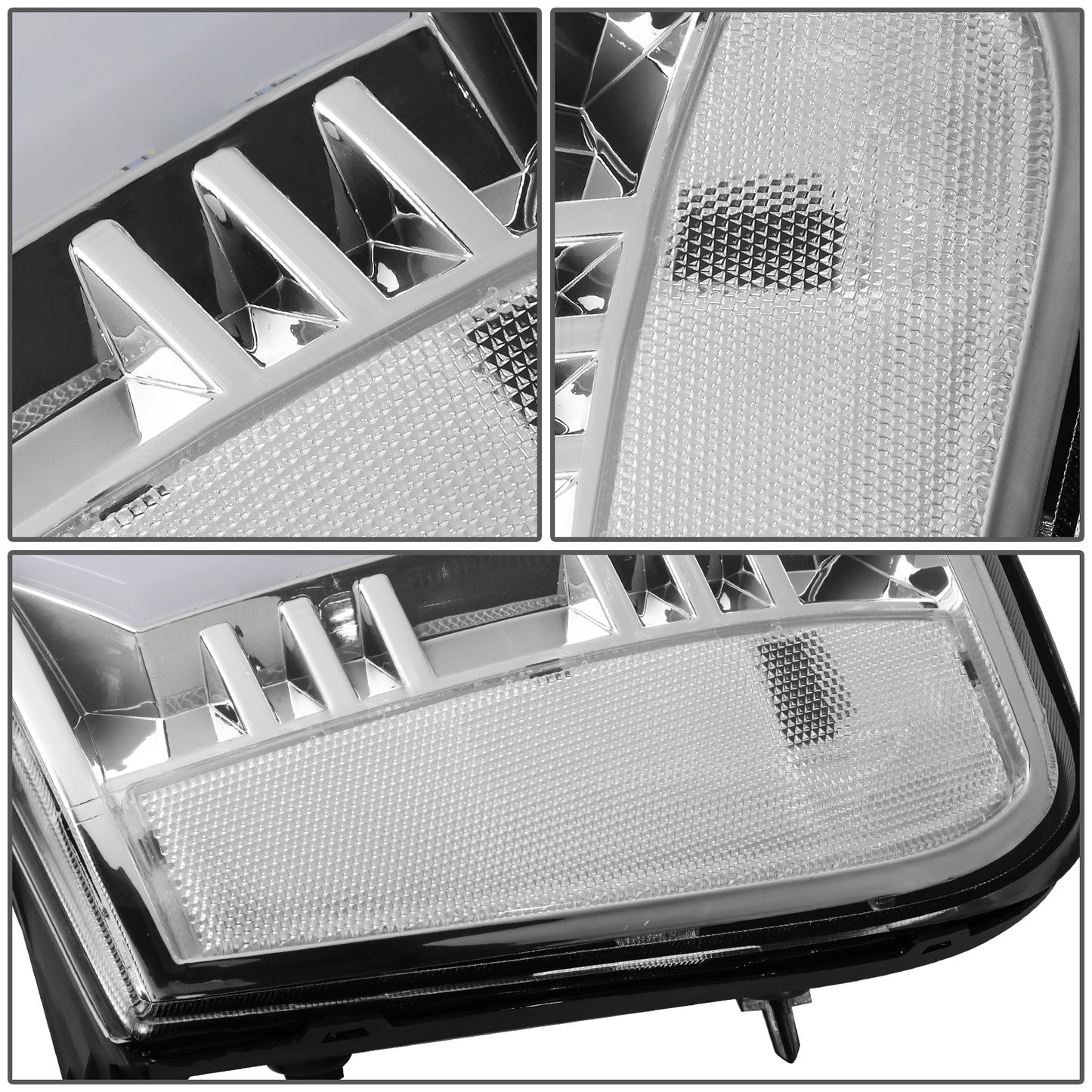 FAROS 07-13 GMC SIERRA 1500 / 07-14 GMC SIERRA 2500, 3500 - DOES NOT FIT 2007 CLASSIC STYLES - C-BAR LED DRL - SEQUENTIAL LED - CHROME HOUSING / CLEAR CORNER