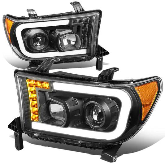 FAROS 08-17 TOYOTA SEQUOIA / 07-13 TOYOTA TUNDRA - FITS MODELS WITHOUT LEVEL ADJUSTER - DRL LIGHT BAR WILL REQUIRE WIRING TO EXISTING HARNESS - LED DRL - PROJECTOR - BLACK HOUSING / AMBER CORNER - H1 LOW BEAM / H1 HIGH BEAM