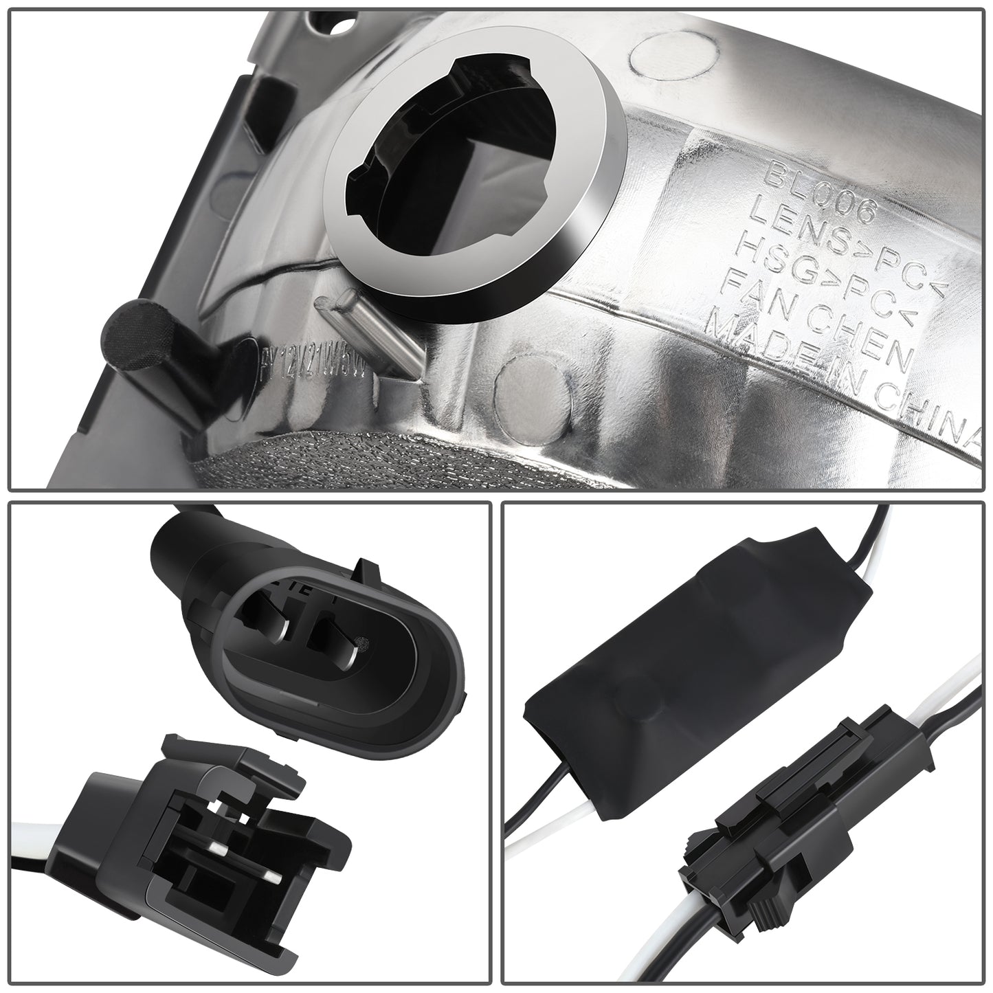 FAROS SMOKE LENS,AMBER REFLECTOR,CHROME HOUSING - 8PCS - LED BAR - 94-99 GMC C1500 K1500 YUKON / 94-99 GMC C1500 SUBURBAN C2500 SUBURBAN K1500 SUBURBAN K2500 SUBURBAN / 94-00 GMC C2500 C3500 K2500 K3500 - FITS MODELS WITH COMPOSITE HEADLIGHTS ONLY