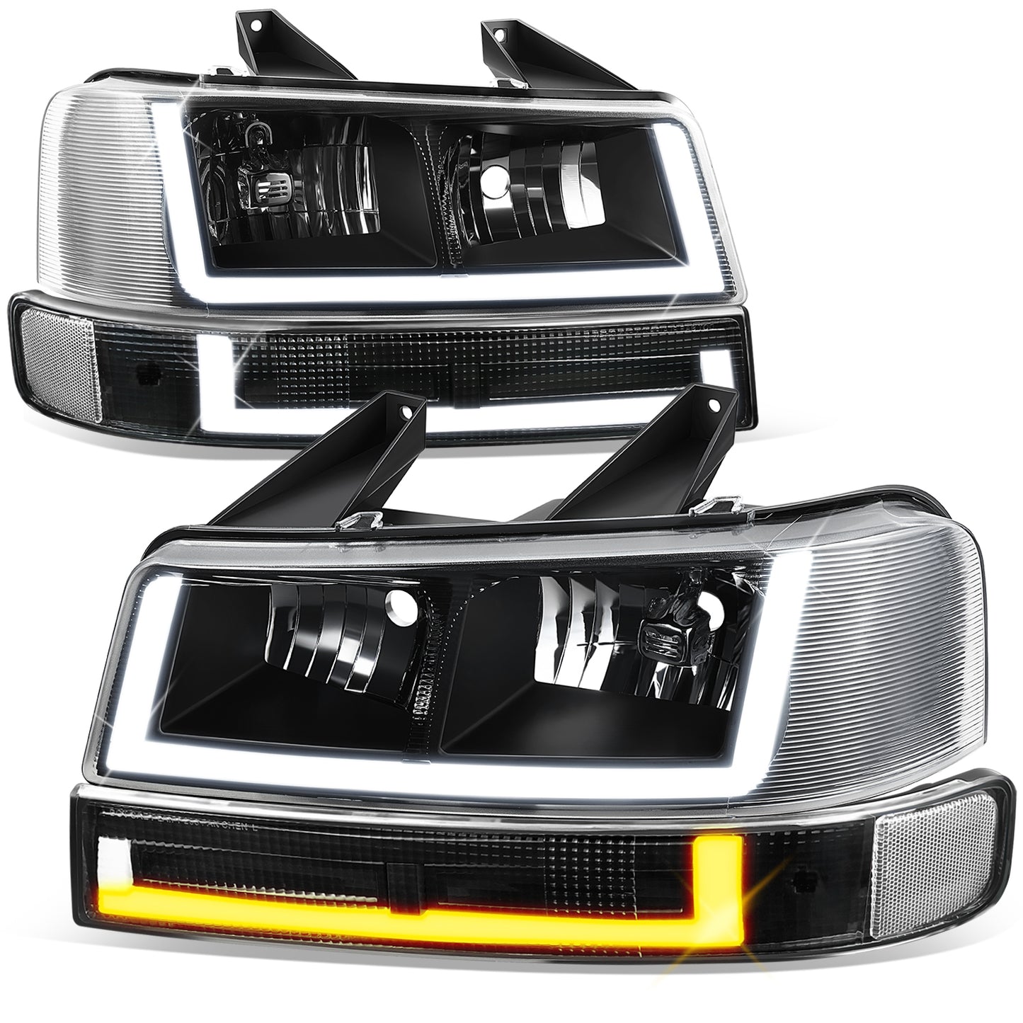 FAROS CLEAR LENS,CLEAR REFLECTOR,BLACK HOUSING - 4PCS - LED BAR - 03-14 CHEVROLET EXPRESS 1500 / 03-23 CHEVROLET EXPRESS 2500 / 03-23 CHEVROLET EXPRESS 3500 / 09-22 CHEVROLET EXPRESS 4500 / 03-14 GMC SAVANA 1500 / 03-23 GMC SAVANA 2500 / 03-23 GMC SAVANA