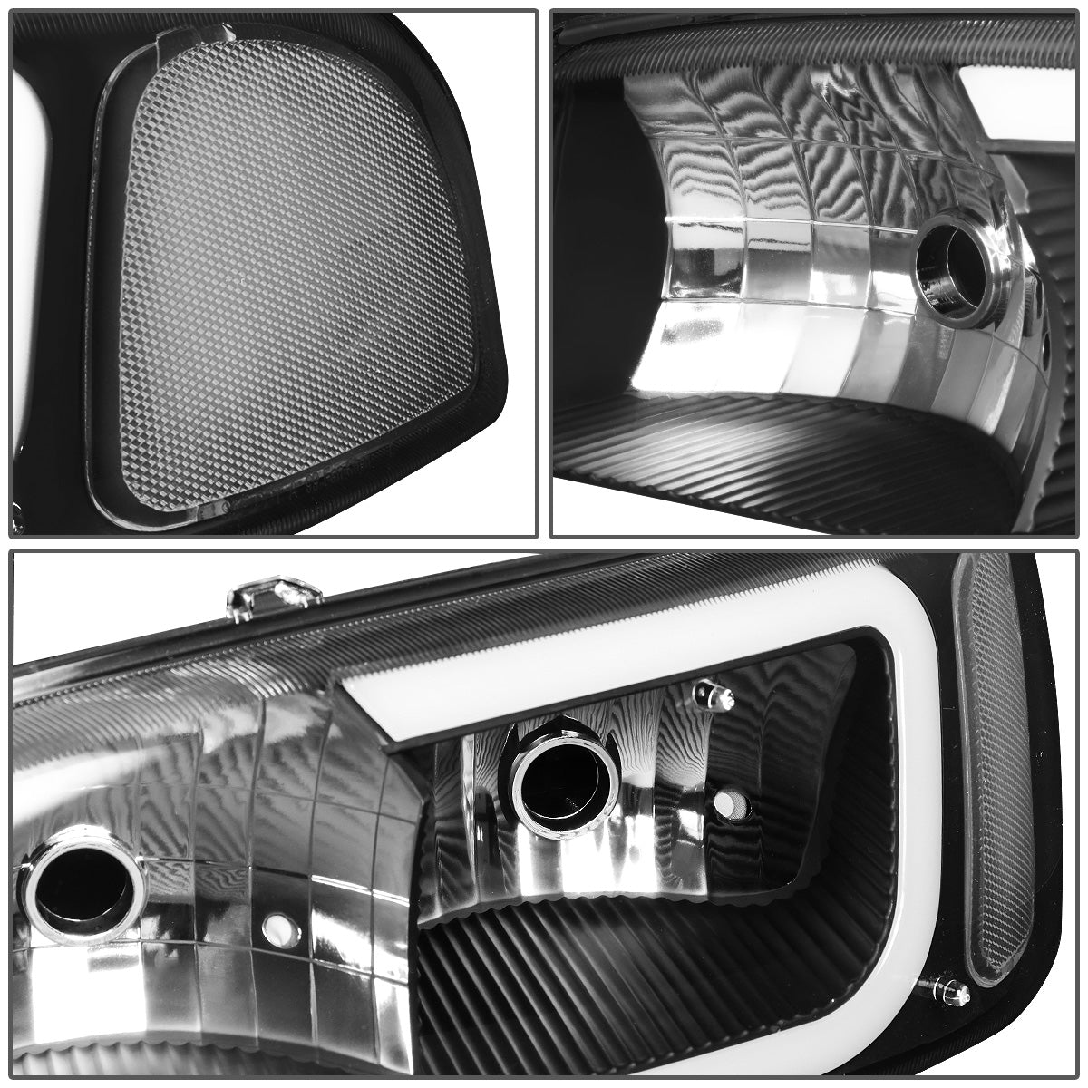 FAROS 00-06 GMC YUKON / 01-06 GMC YUKON XL 1500 / 02-06 GMC SIERRA 1500 / 2007 GMC SIERRA 1500 CLASSIC - FITS DENALI MODELS ONLY - LED DRL - BLACK HOUSING / CLEAR CORNER - 9005 LOW BEAM / 9005 HIGH BEAM
