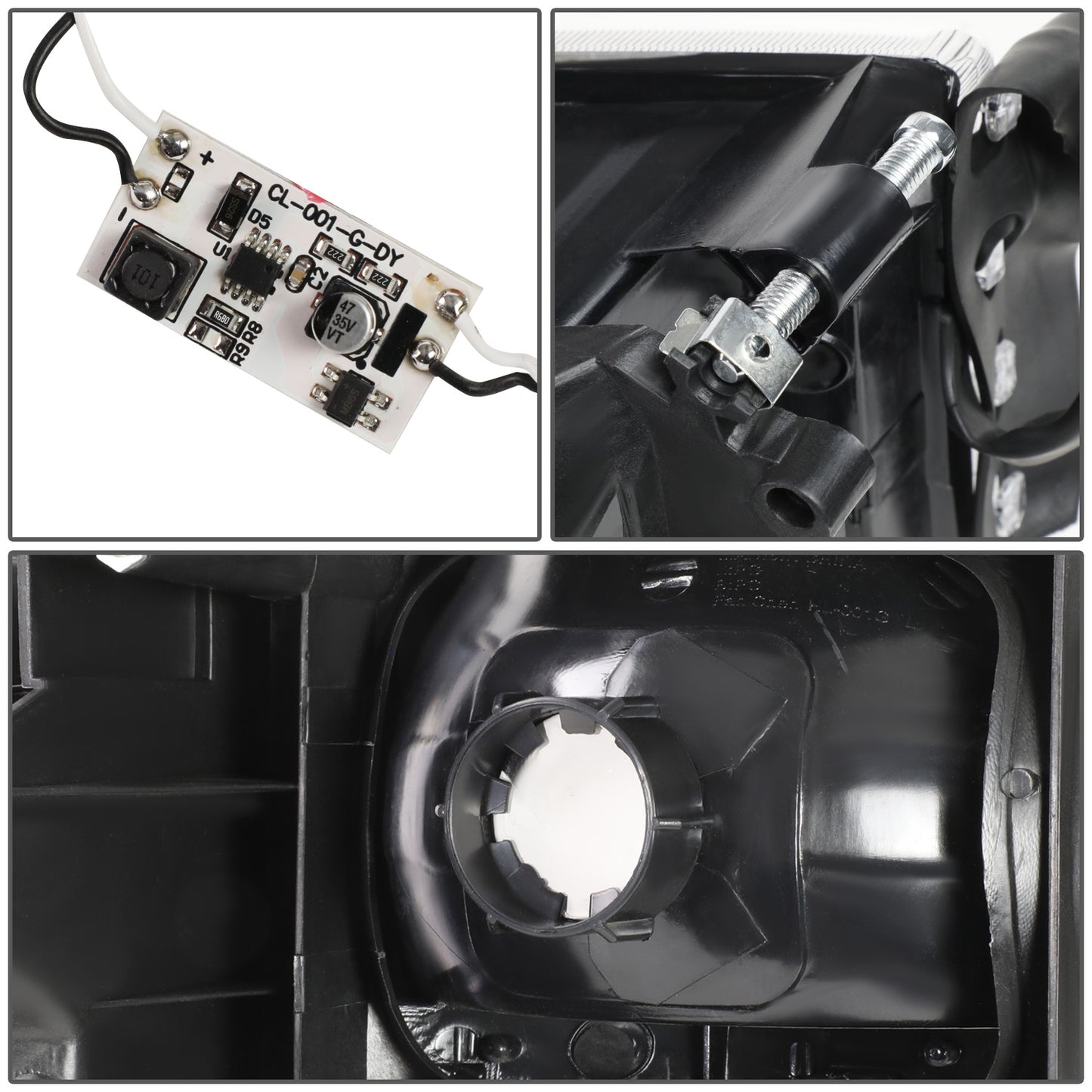 FAROS 94-01 DODGE RAM 1500 / 94-02 DODGE RAM 2500 3500 - DOES NOT FIT SPORT MODELS - LED DRL - BLACK HOUSING / CLEAR CORNER - 9004 HIGH / LOW BEAM BULBS