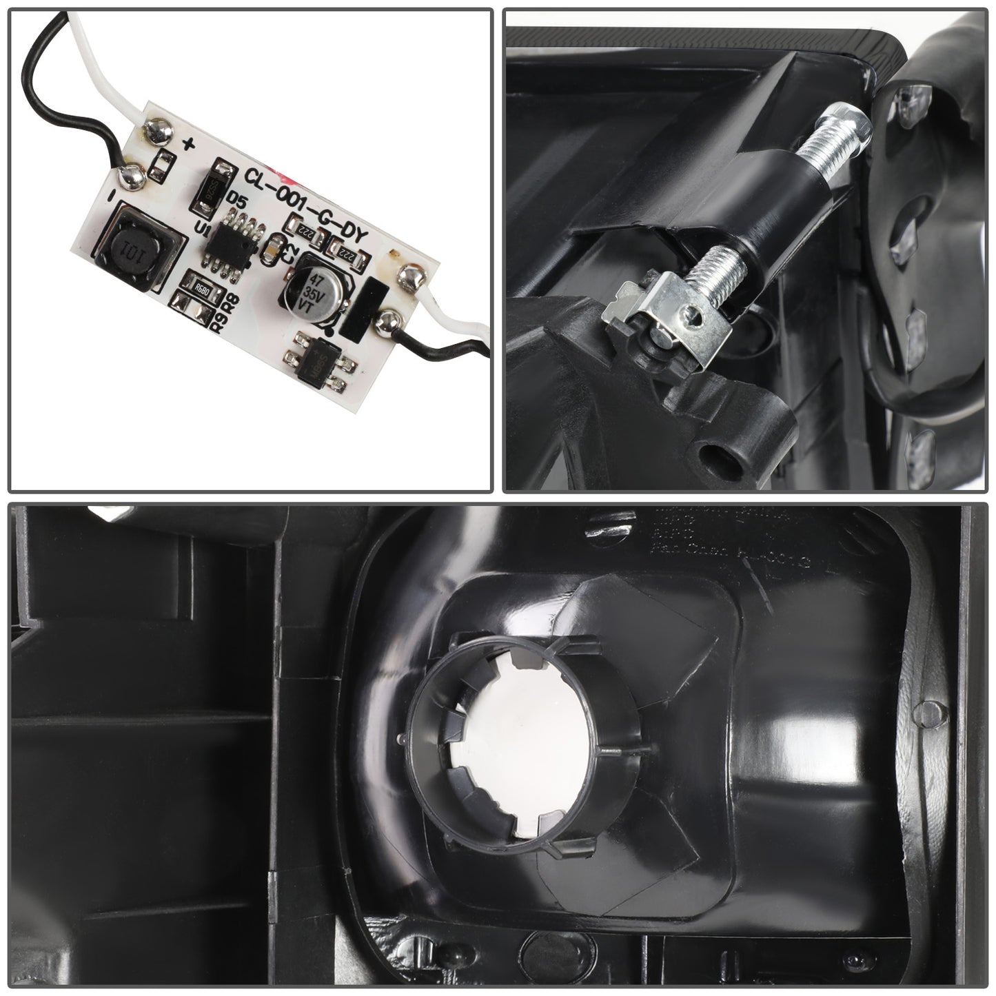 FAROS 94-01 DODGE RAM 1500 / 94-02 DODGE RAM 2500 3500 - DOES NOT FIT SPORT MODELS - LED DRL - BLACK HOUSING / SMOKE LENS / AMBER CORNER - 9004 HIGH / LOW BEAM BULBS