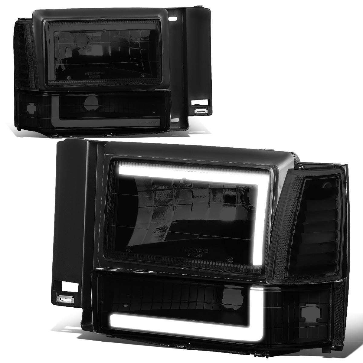FAROS 91-94 FORD EXPLORER - LED RUNNING LIGHTS REQUIRE TAPPING INTO EXISTING WIRING - LED DRL - BLACK HOUSING / SMOKE LENS / CLEAR CORNER - 9004 LOW BEAM / 9004 HIGH BEAM