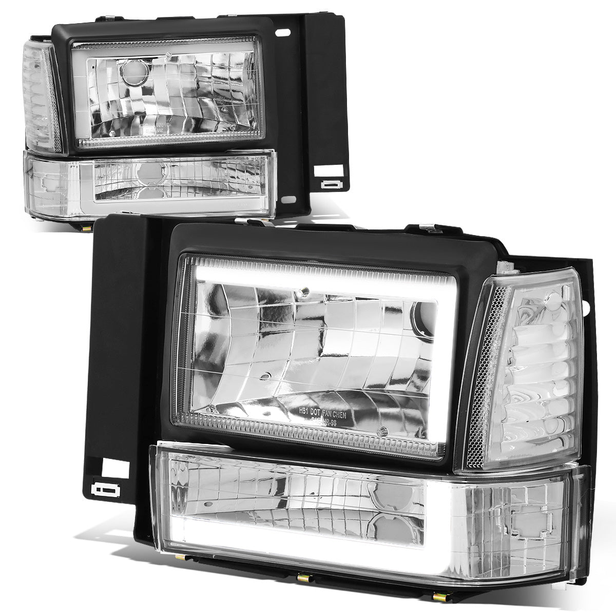 FAROS 91-94 FORD EXPLORER - LED RUNNING LIGHTS REQUIRE TAPPING INTO EXISTING WIRING - LED DRL - CHROME HOUSING / CLEAR CORNER - 9004 LOW BEAM / 9004 HIGH BEAM