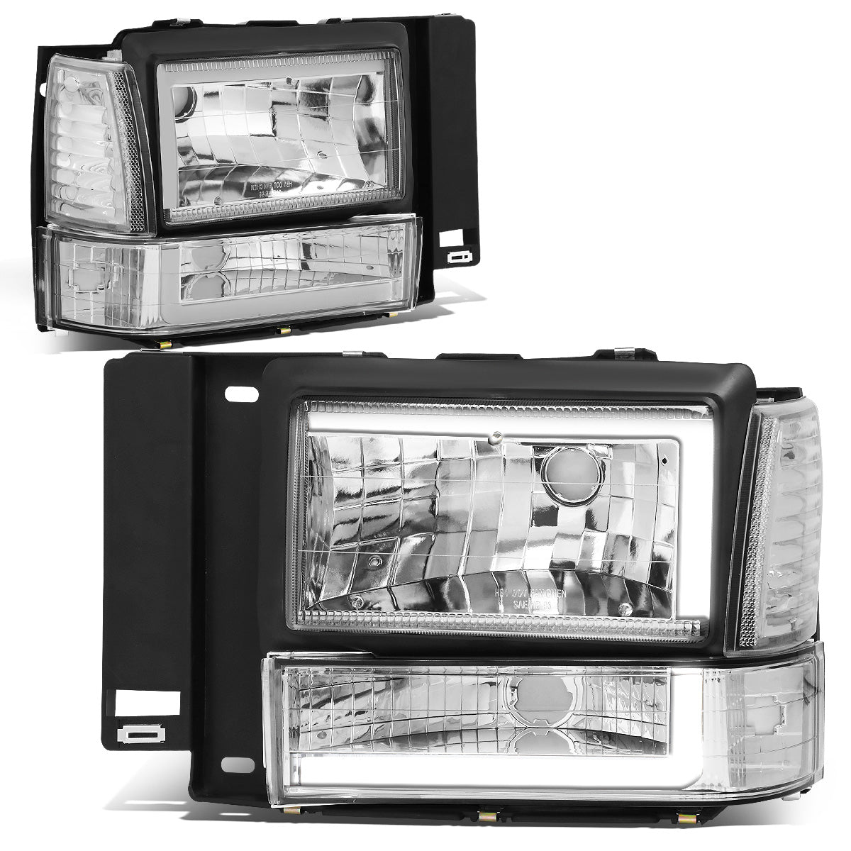 FAROS 91-94 FORD EXPLORER - LED RUNNING LIGHTS REQUIRE TAPPING INTO EXISTING WIRING - LED DRL - CHROME HOUSING / CLEAR CORNER - 9004 LOW BEAM / 9004 HIGH BEAM