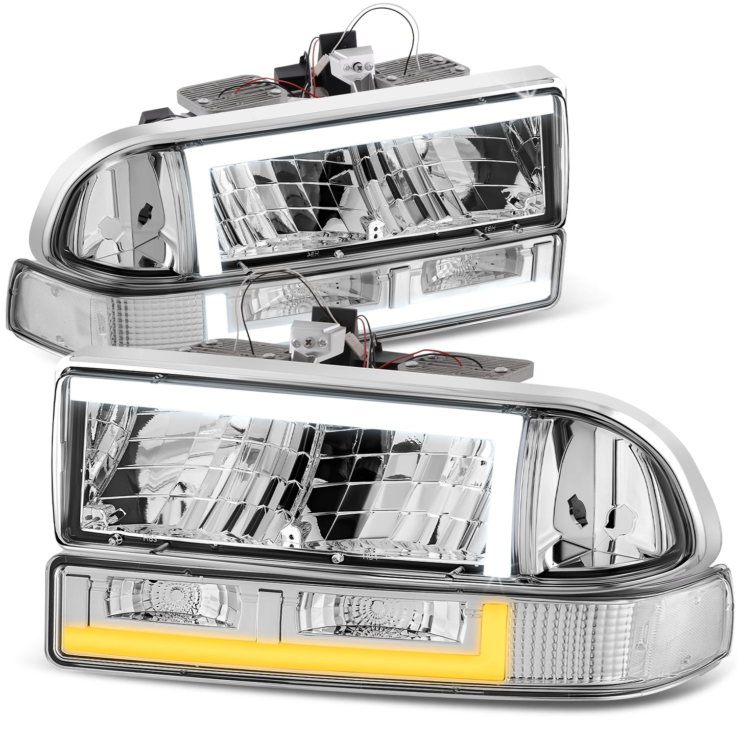 FAROS 98-04 CHEVROLET BLAZER / 98-04 CHEVROLET S10 - 194 MARKER - LED SWITCHBACK L-PATTERN LIGHT BAR - CHROME / CLEAR