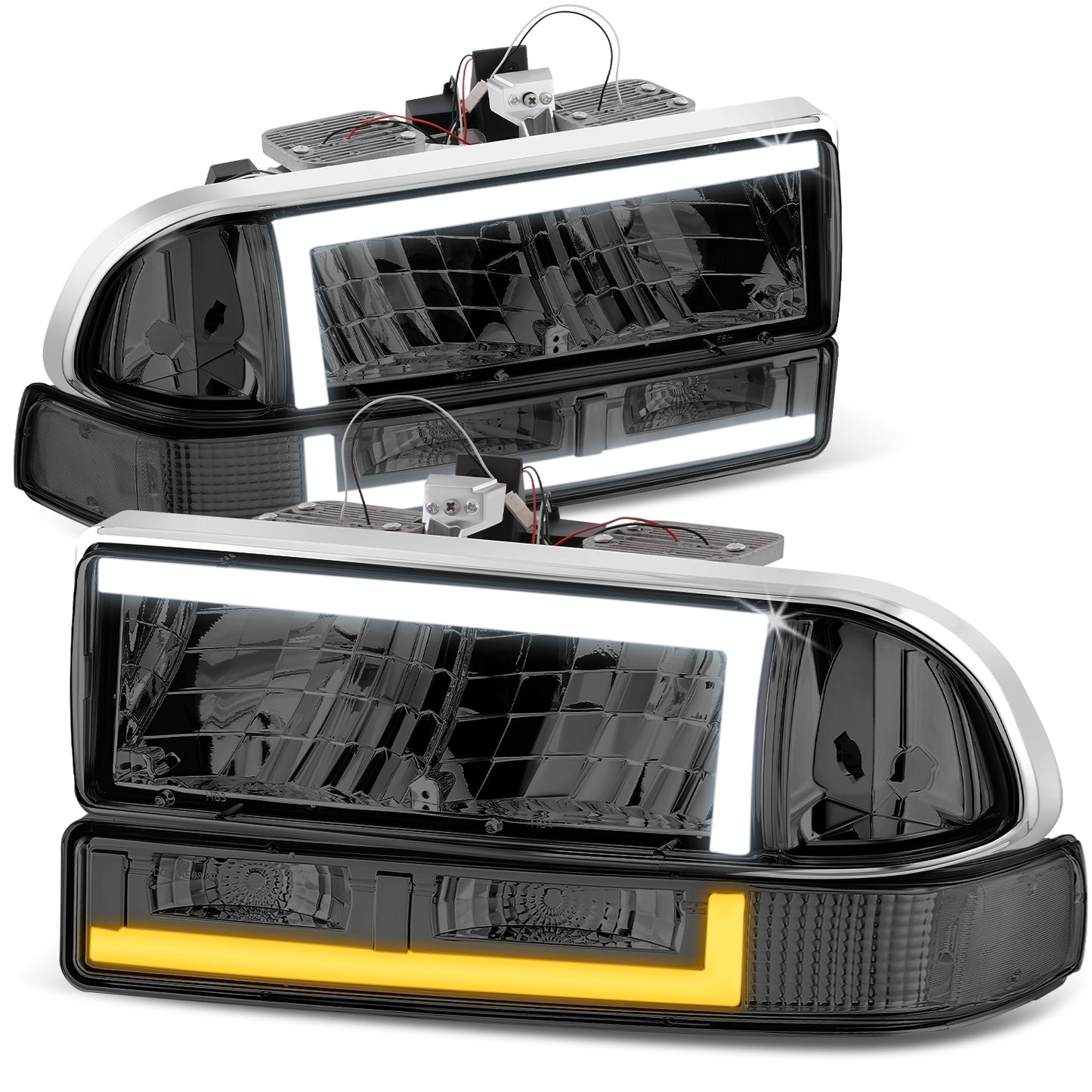 FAROS 98-04 CHEVROLET BLAZER / 98-04 CHEVROLET S10 - 194 MARKER - LED SWITCHBACK L-PATTERN LIGHT BAR - SMOKED / CLEAR