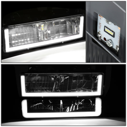 FAROS CLEAR LENS,AMBER REFLECTOR,BLACK HOUSING - 8PCS - LED BAR - 94-99 GMC C1500 K1500 YUKON / 94-99 GMC C1500 SUBURBAN C2500 SUBURBAN K1500 SUBURBAN K2500 SUBURBAN / 94-00 GMC C2500 C3500 K2500 K3500 - FITS MODELS WITH COMPOSITE HEADLIGHTS ONLY