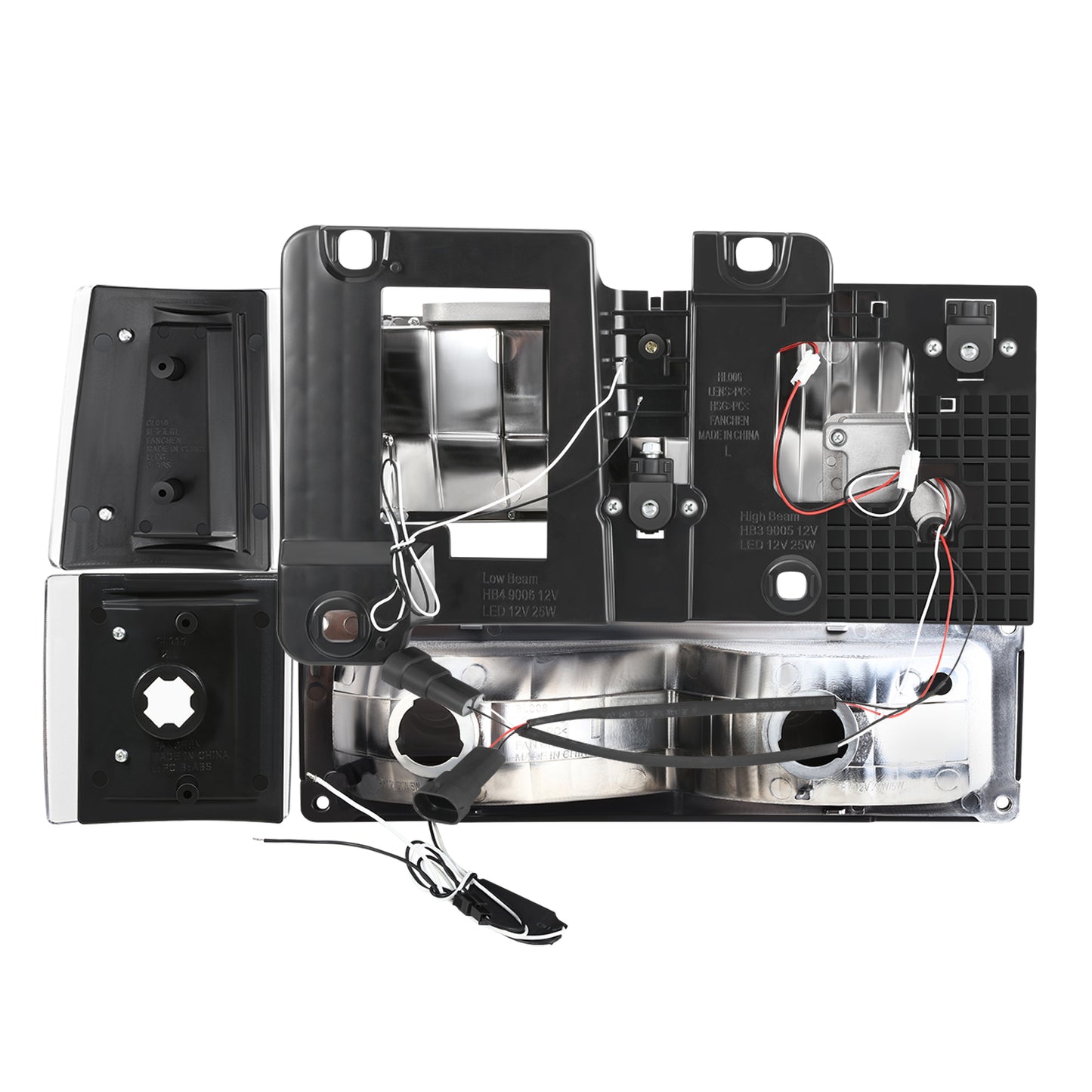 FAROS CLEAR LENS,AMBER REFLECTOR,BLACK HOUSING - 8PCS - LED BAR - 94-99 GMC C1500 K1500 YUKON / 94-99 GMC C1500 SUBURBAN C2500 SUBURBAN K1500 SUBURBAN K2500 SUBURBAN / 94-00 GMC C2500 C3500 K2500 K3500 - FITS MODELS WITH COMPOSITE HEADLIGHTS ONLY