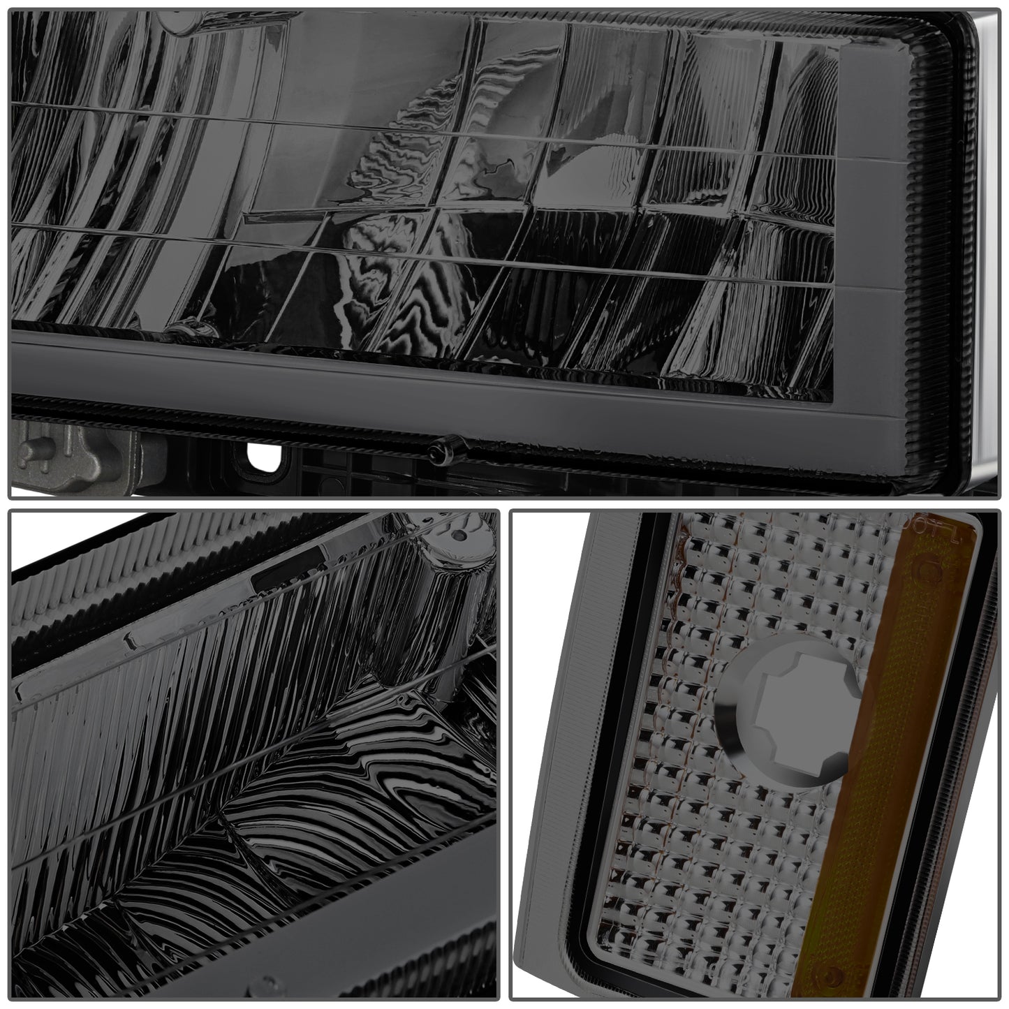 FAROS SMOKE LENS,AMBER REFLECTOR,CHROME HOUSING - 8PCS - LED BAR - 92-93 CHEVROLET BLAZER / 88-93 CHEVROLET C1500 / 92-93 CHEVROLET C1500 SUBURBAN / 88-93 CHEVROLET C2500 / 92-93 CHEVROLET C2500 SUBURBAN / 88-93 CHEVROLET C3500 / 88-93 CHEVROLET K1500 /