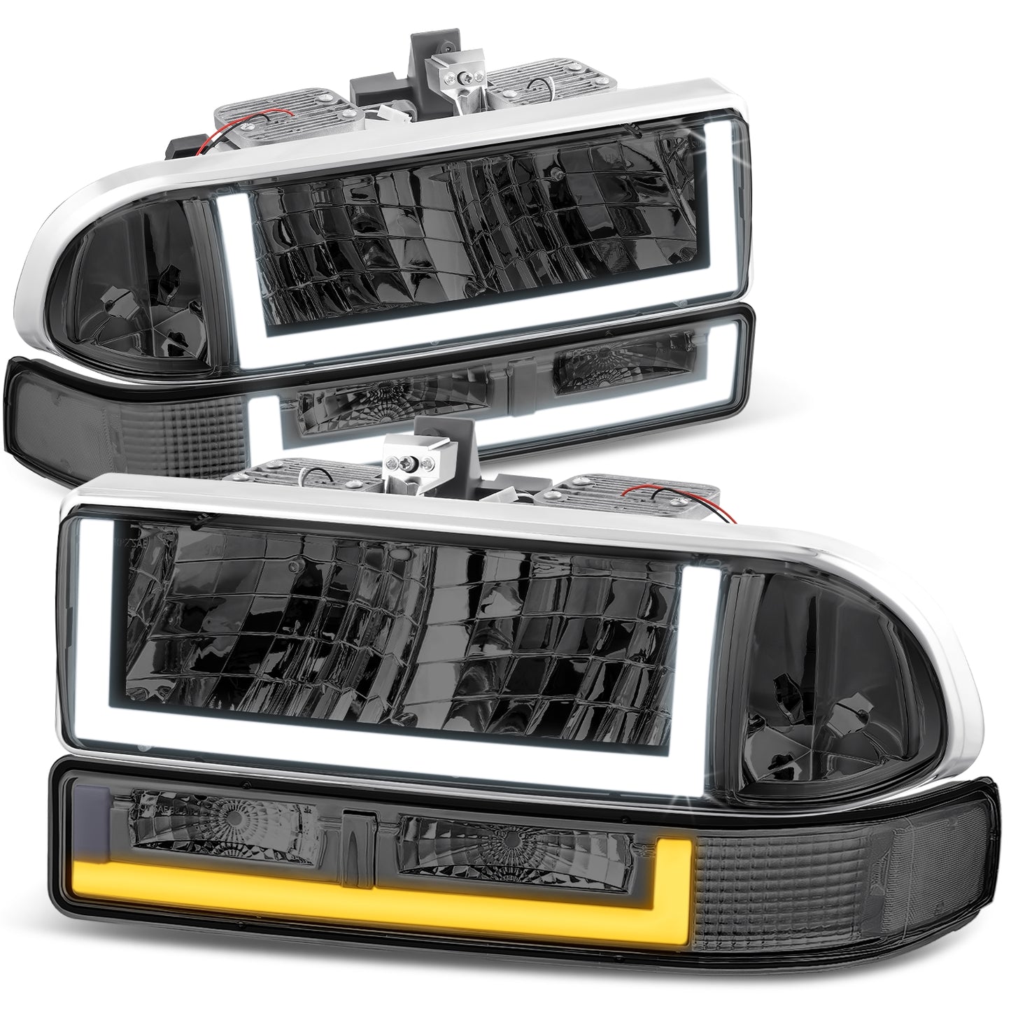 FAROS SMOKE LENS,CLEAR REFLECTOR,CHROME HOUSING - 4PCS - LED BAR