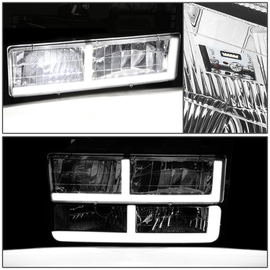 FAROS CLEAR LENS,CLEAR REFLECTOR,CHROME HOUSING - 4PCS - LED BAR - 92-94 CHEVROLET BLAZER / 88-99 CHEVROLET C1500 / 92-99 CHEVROLET C1500 SUBURBAN / 88-00 CHEVROLET C2500 / 92-99 CHEVROLET C2500 SUBURBAN / 88-00 CHEVROLET C3500 / 88-99 CHEVROLET K1500 /