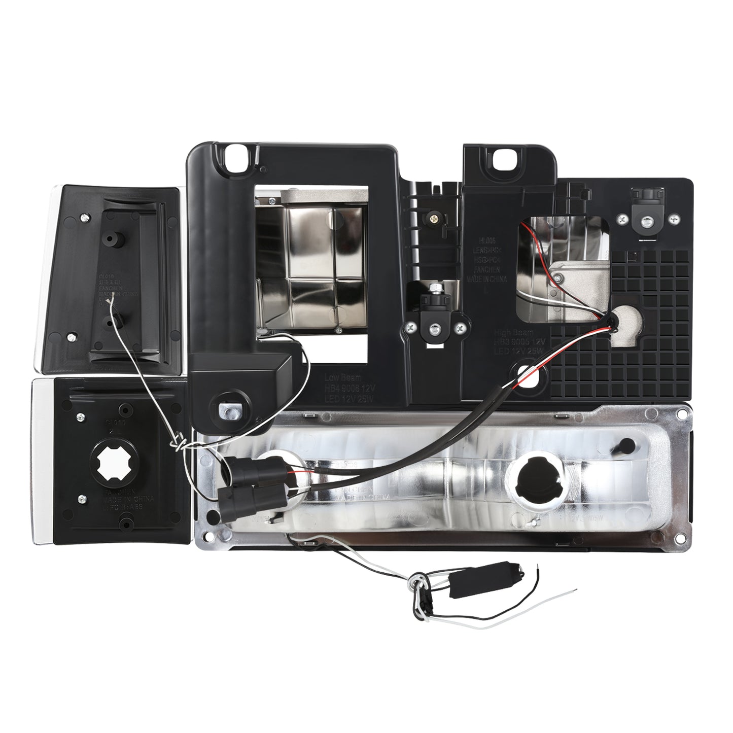 FAROS CLEAR LENS,AMBER REFLECTOR,BLACK HOUSING - 8PCS - LED BAR - 94-99 GMC C1500 K1500 YUKON / 94-99 GMC C1500 SUBURBAN C2500 SUBURBAN K1500 SUBURBAN K2500 SUBURBAN / 94-00 GMC C2500 C3500 K2500 K3500 - FITS MODELS WITH COMPOSITE HEADLIGHTS ONLY