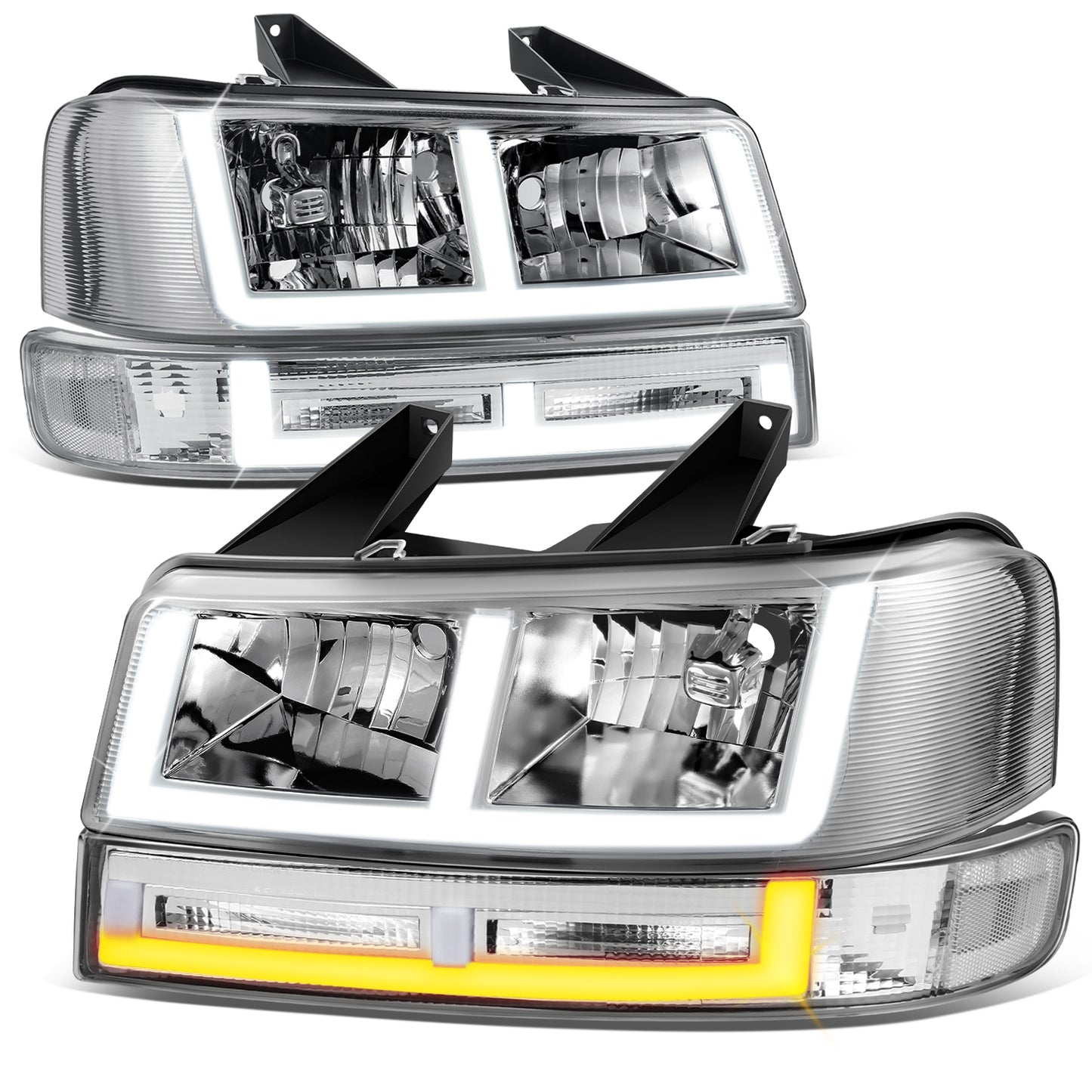 FAROS CLEAR LENS,CLEAR REFLECTOR,CHROME HOUSING - 4PCS - LED BAR - 03-14 CHEVROLET EXPRESS 1500 / 03-23 CHEVROLET EXPRESS 25003 / 03-23 CHEVROLET EXPRESS 3500 / 09-22 CHEVROLET EXPRESS 4500 / 03-14 GMC SAVANA 1500 / 03-23 GMC SAVANA 2500 / 03-23 GMC