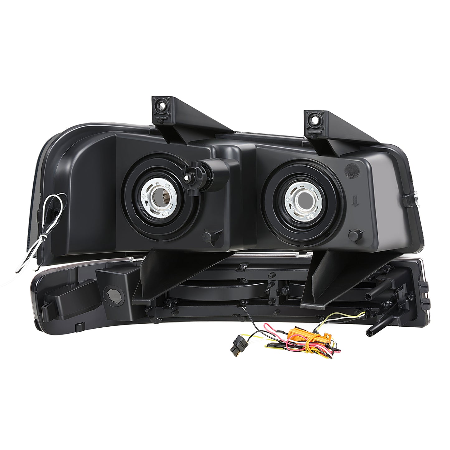 FAROS SMOKE LENS,CLEAR REFLECTOR,BLACK HOUSING - 4PCS - LED BAR - 03-14 CHEVROLET EXPRESS 1500 / 03-23 CHEVROLET EXPRESS 25003 / 03-23 CHEVROLET EXPRESS 3500 / 09-22 CHEVROLET EXPRESS 4500 / 03-14 GMC SAVANA 1500 / 03-23 GMC SAVANA 2500 / 03-23 GMC SAVANA