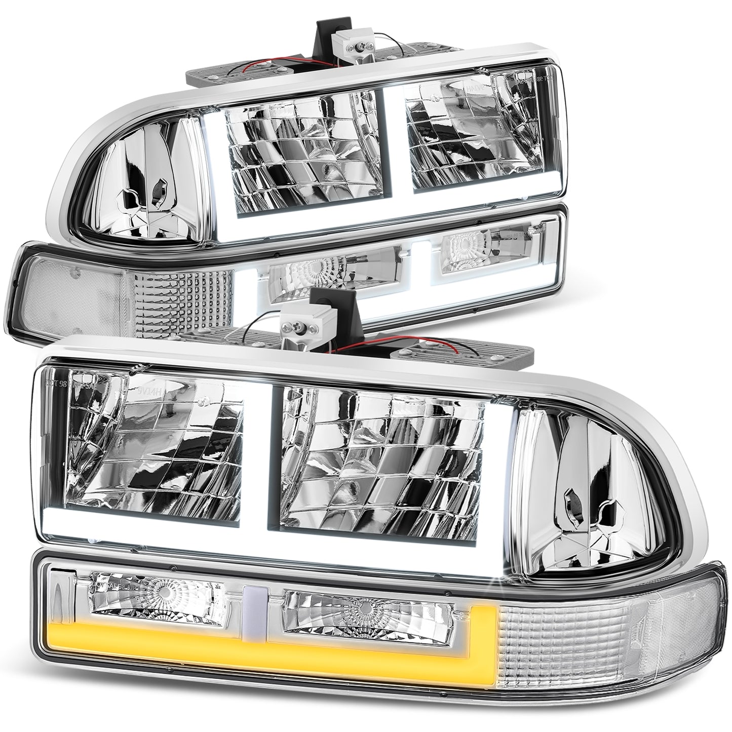 FAROS CLEAR LENS,CLEAR REFLECTOR,CHROME  HOUSING,4PCS,LED BAR
