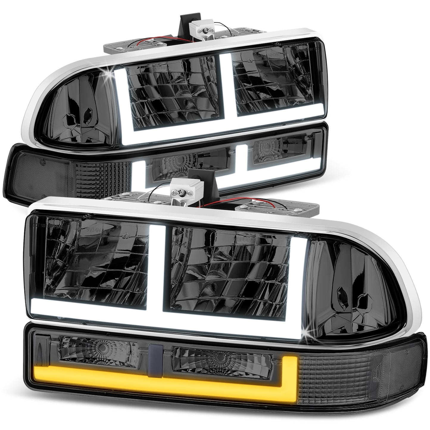 FAROS SMOKE LENS,CLEAR REFLECTOR,CHROME HOUSING,4PCS,LED BAR