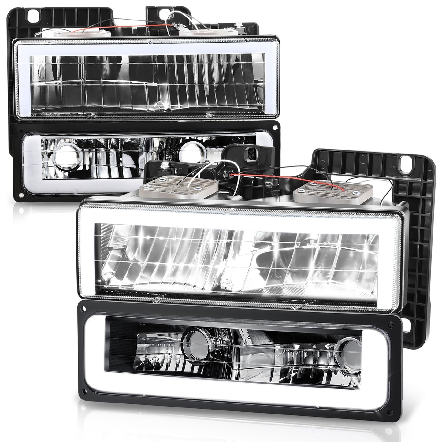 FAROS CLEAR LENS,CLEAR REFLECTOR,BLACK HOUSING,4PCS,LED BAR