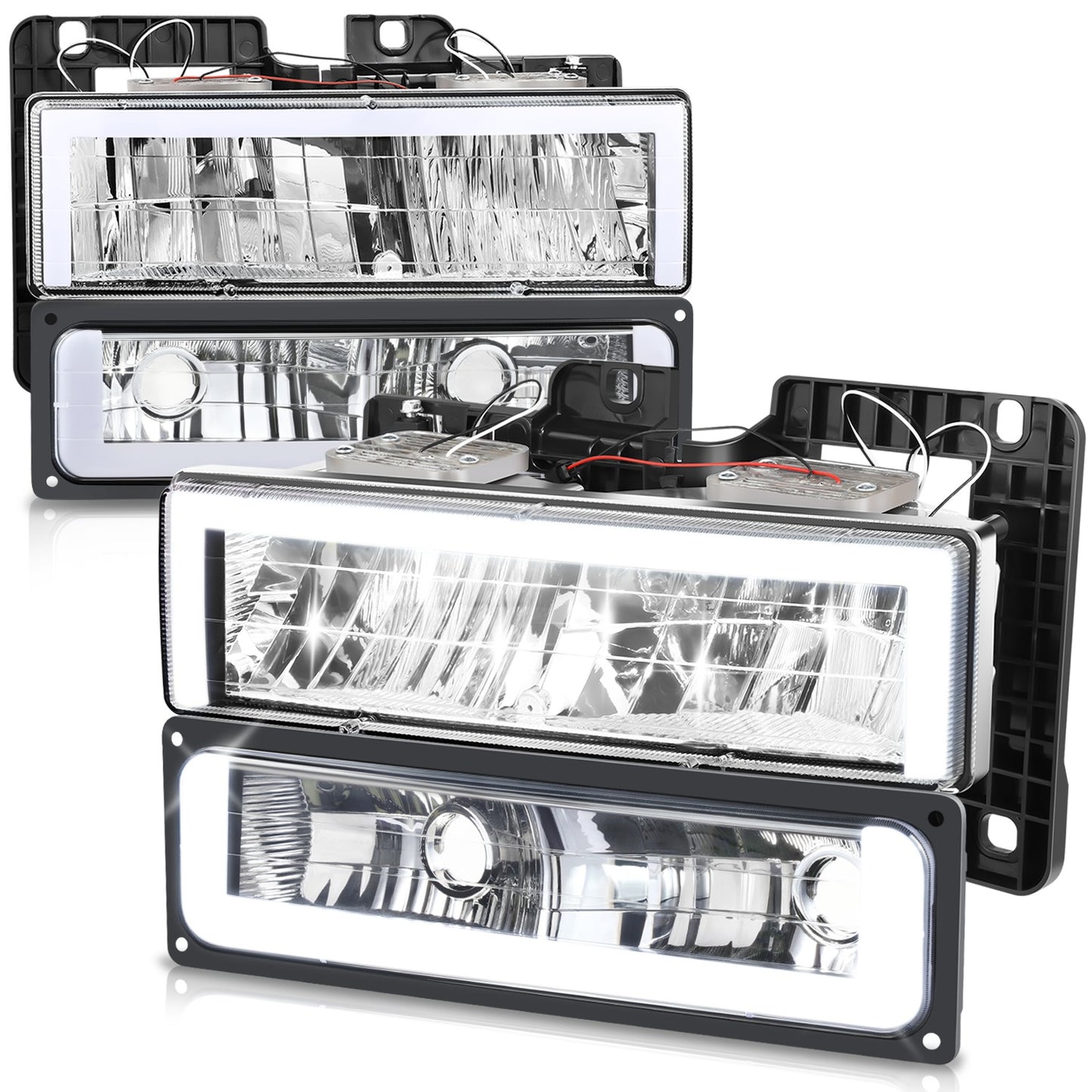 FAROS CLEAR LENS,CLEAR REFLECTOR,CHROME HOUSING,4PCS,LED BAR