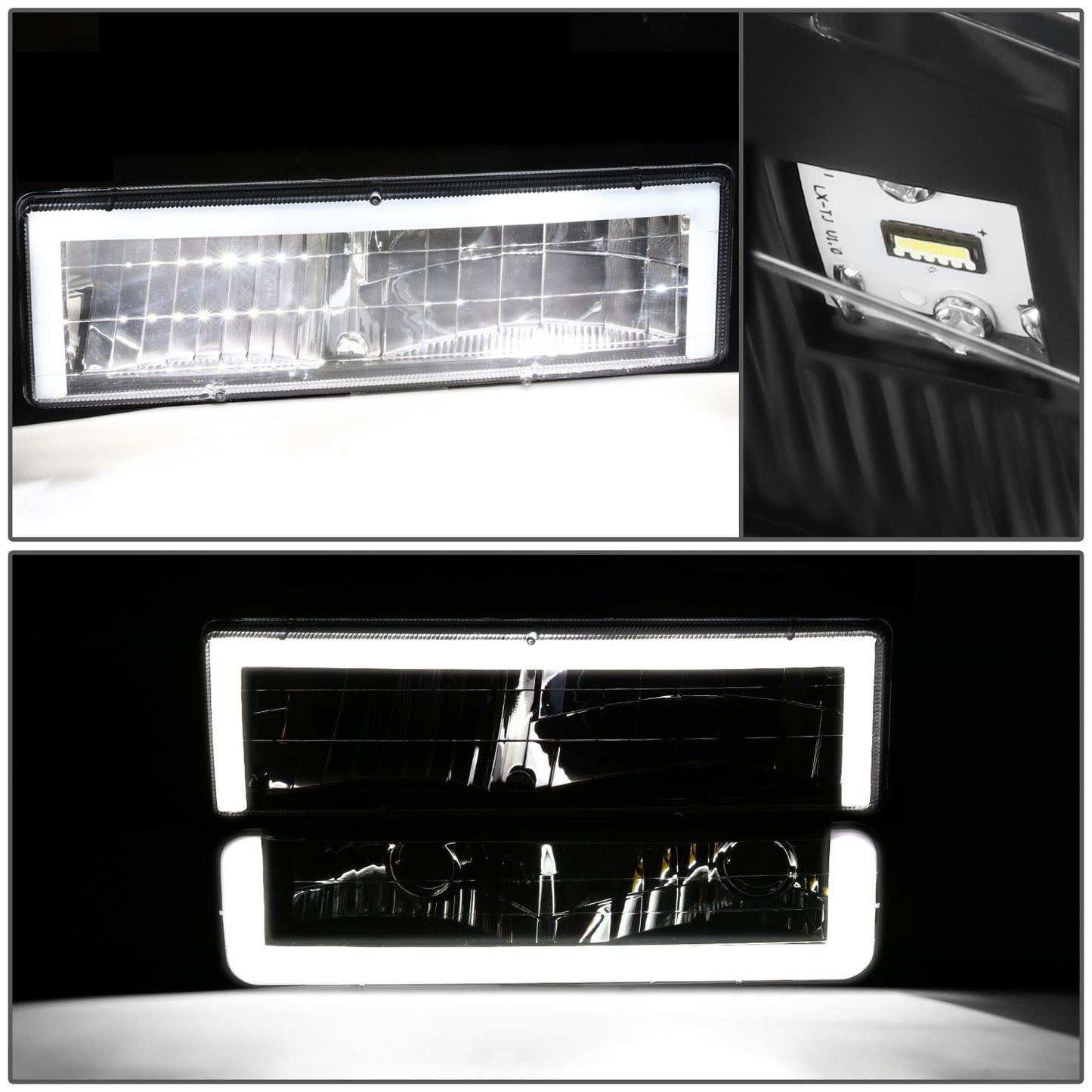 FAROS CLEAR LENS,AMBER REFLECTOR,BLACK HOUSING,8PCS,LED BAR