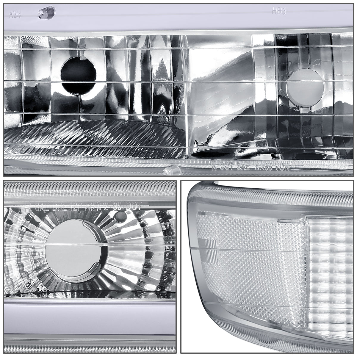 FAROS 99-02 CHEVY SILVERADO 1500, 2500 / 01-02 SILVERADO 1500HD, 2500HD, 3500 / 00-06 CHEVY SUBURBAN 1500, 2500, CHEVY TAHOE - REQUIRES WIRING TO EXISTING VEHICLE WIRING HARNESS - LED DRL - DUAL C-BAR - 4PC - CHROME HOUSING / CLEAR CORNER
