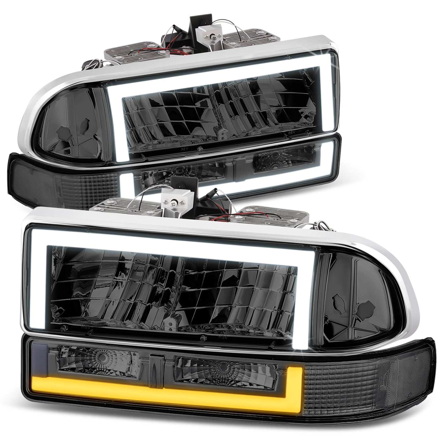 FAROS SMOKE LENS,CLEAR REFLECTOR,CHROME HOUSING,4PCS,LED BAR