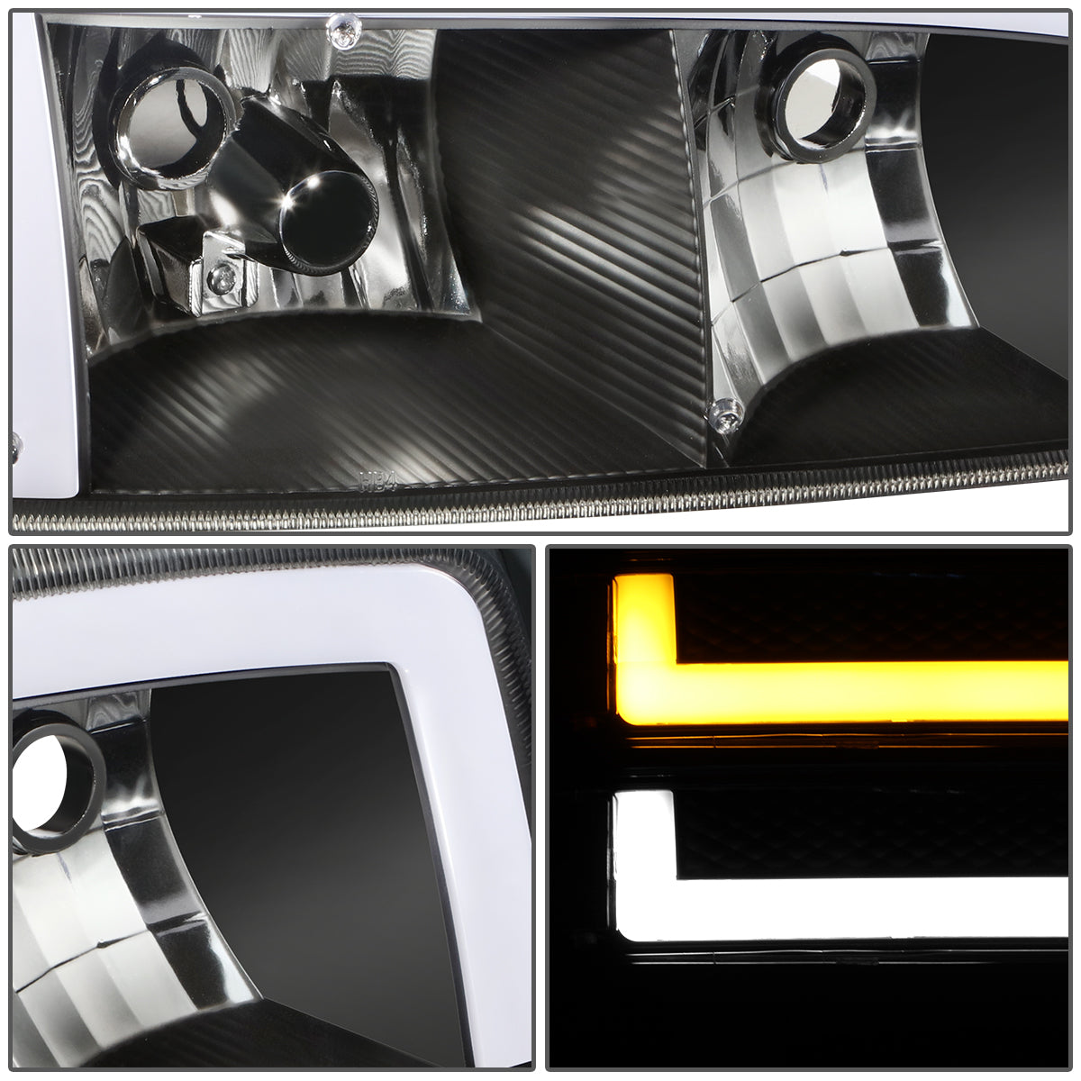 FAROS 99-06 GMC SIERRA 1500, GMC YUKON / 00-06 YUKON XL 1500, 2500 / 01-06 SIERRA 2500HD, 3500 / 2007 SIERRA 1500 CLASSIC, 2500HD CLASSIC, 3500 CLASSIC - EXCLUDES C3, DENALI MODELS - LED DRL - SWITCHBACK TURN SIGNAL - 4PC - BLACK HOUSING / CLEAR CORNER