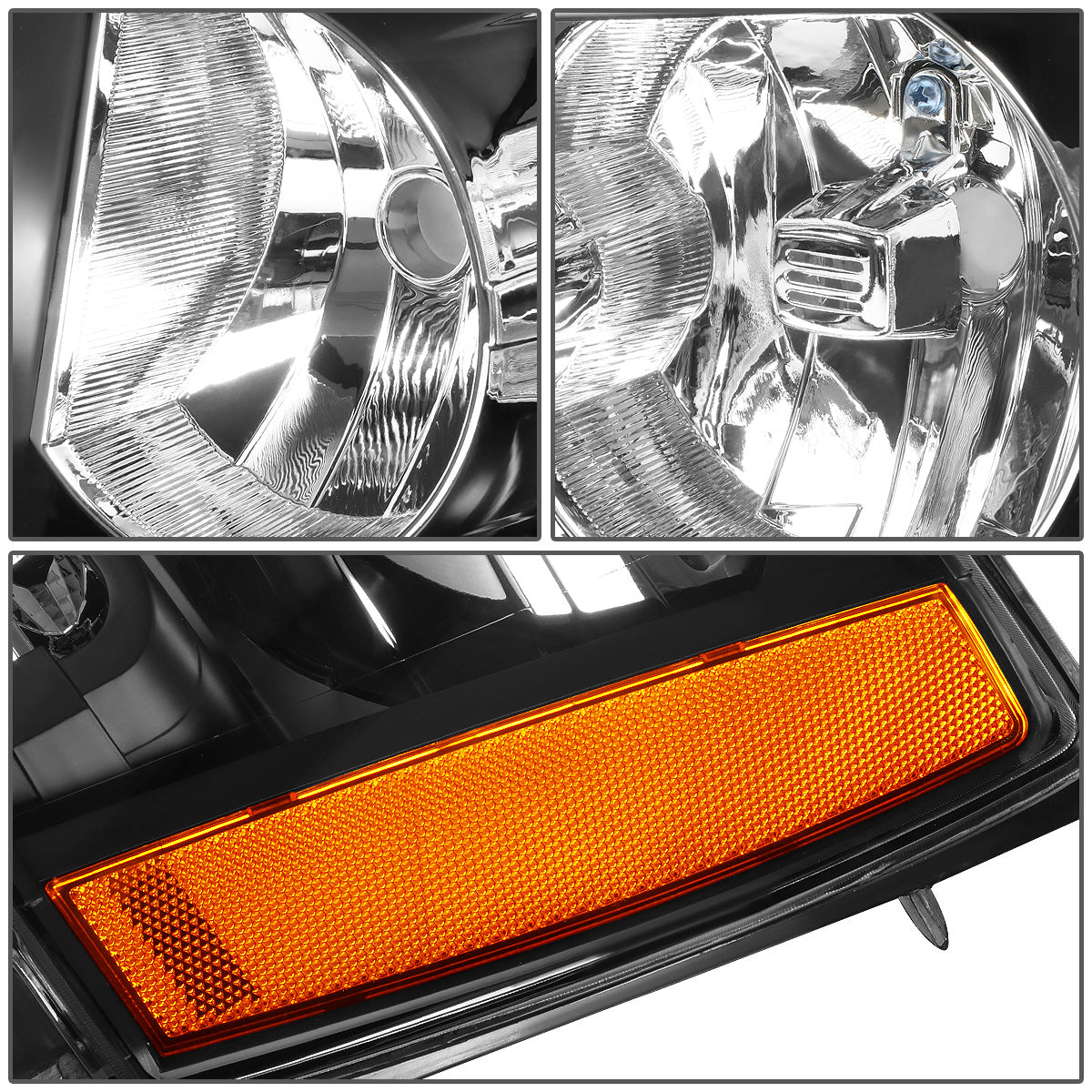 FAROS 07-13 CHEVY AVALANCHE / 07-14 CHEVY TAHOE / 07-14 CHEVY SUBURBAN 1500 / 07-13 CHEVY SUBURBAN 2500 - LED DRL - BLACK HOUSING / AMBER CORNER - H1 LOW BEAM / H1 HIGH BEAM