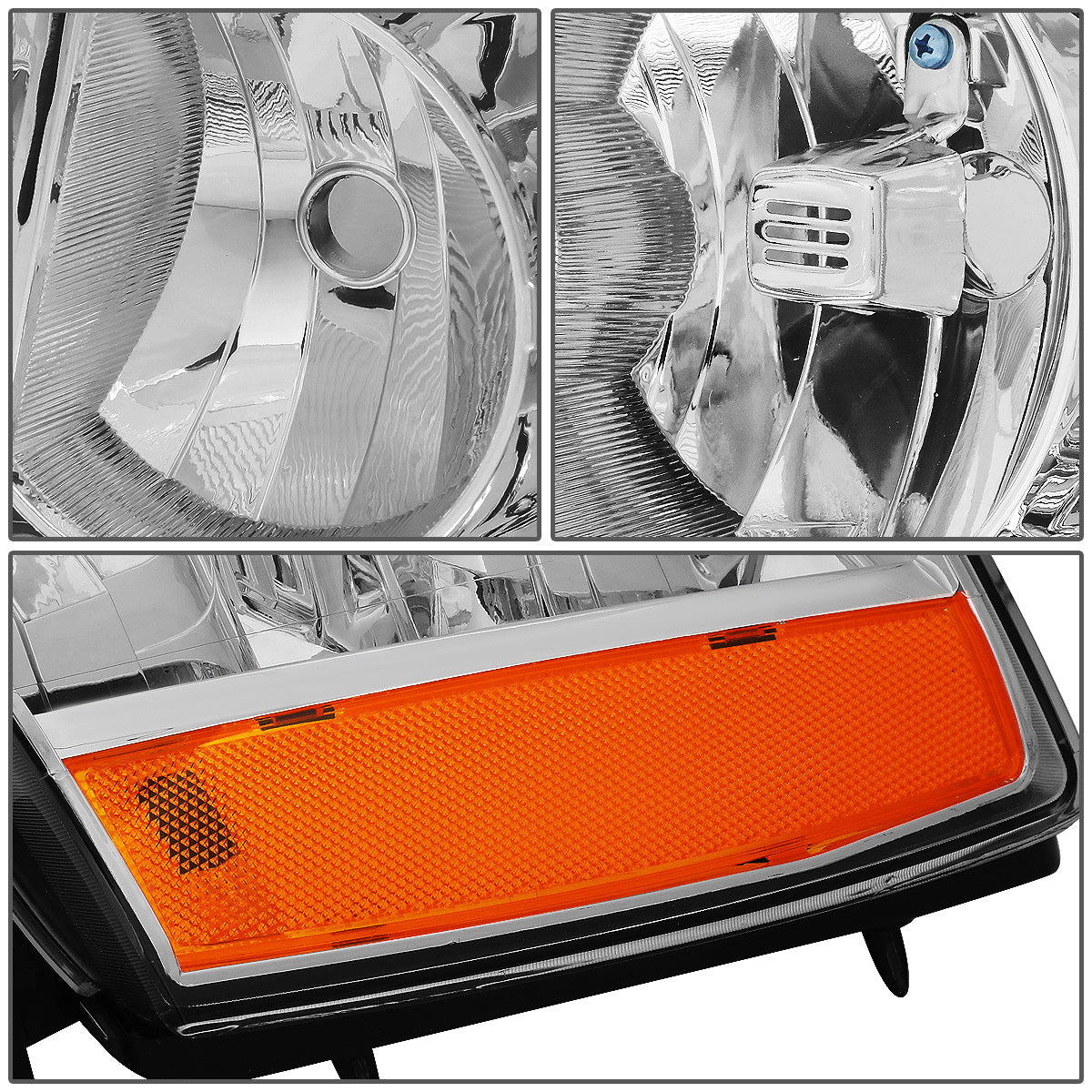 FAROS 07-13 CHEVY AVALANCHE / 07-14 CHEVY TAHOE / 07-14 CHEVY SUBURBAN 1500 / 07-13 CHEVY SUBURBAN 2500 - LED DRL - CHROME HOUSING / AMBER CORNER - H1 LOW BEAM / H1 HIGH BEAM