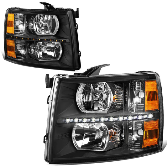 FAROS 07-13 CHEVY SILVERADO 1500 / 07-14 CHEVY SILVERADO 2500 / 3500 & HD MODELS - LED - REFLECTOR - BLACK HOUSING / AMBER CORNER - H11 LOW BEAM / 9005 HIGH BEAM