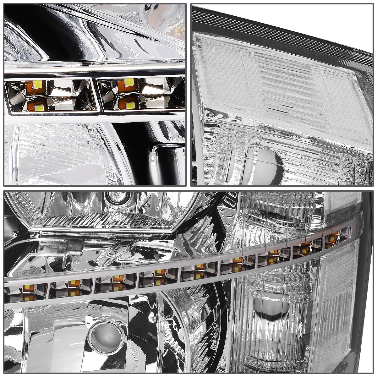 FAROS 07-13 CHEVY SILVERADO 1500 / 07-14 CHEVY SILVERADO 2500 / 3500 & HD MODELS - LED - REFLECTOR - CHROME HOUSING / CLEAR CORNER - H11 LOW BEAM / 9005 HIGH BEAM