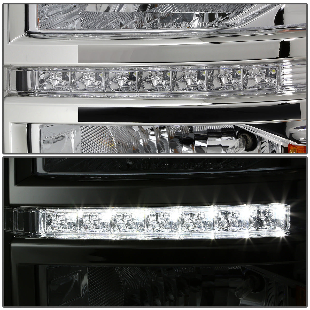 FAROS 14-15 CHEVY SILVERADO 1500, 2500HD, 3500HD 2/4-DOOR - LED DRL - CHROME HOUSING / AMBER CORNER - H11 LOW BEAM / 9005 HIGH BEAM