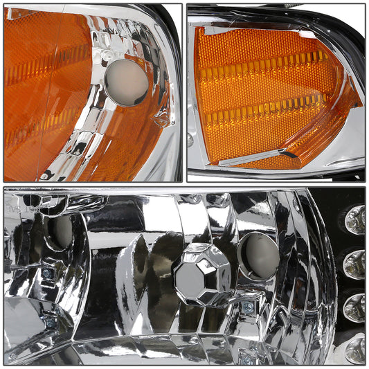 FAROS 94-02 DODGE RAM 2500, 3500 / 2001 RAM 1500 2/4-DOOR - 1PC - LED - CHROME HOUSING / AMBER CORNER - 9004 LOW BEAM / HIGH BEAM