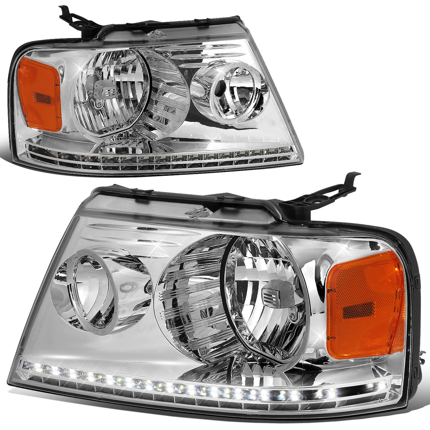 FAROS 04-08 FORD F-150 / 06-08 LINCOLN MARK LT - LED DRL - CHROME HOUSING / AMBER CORNER