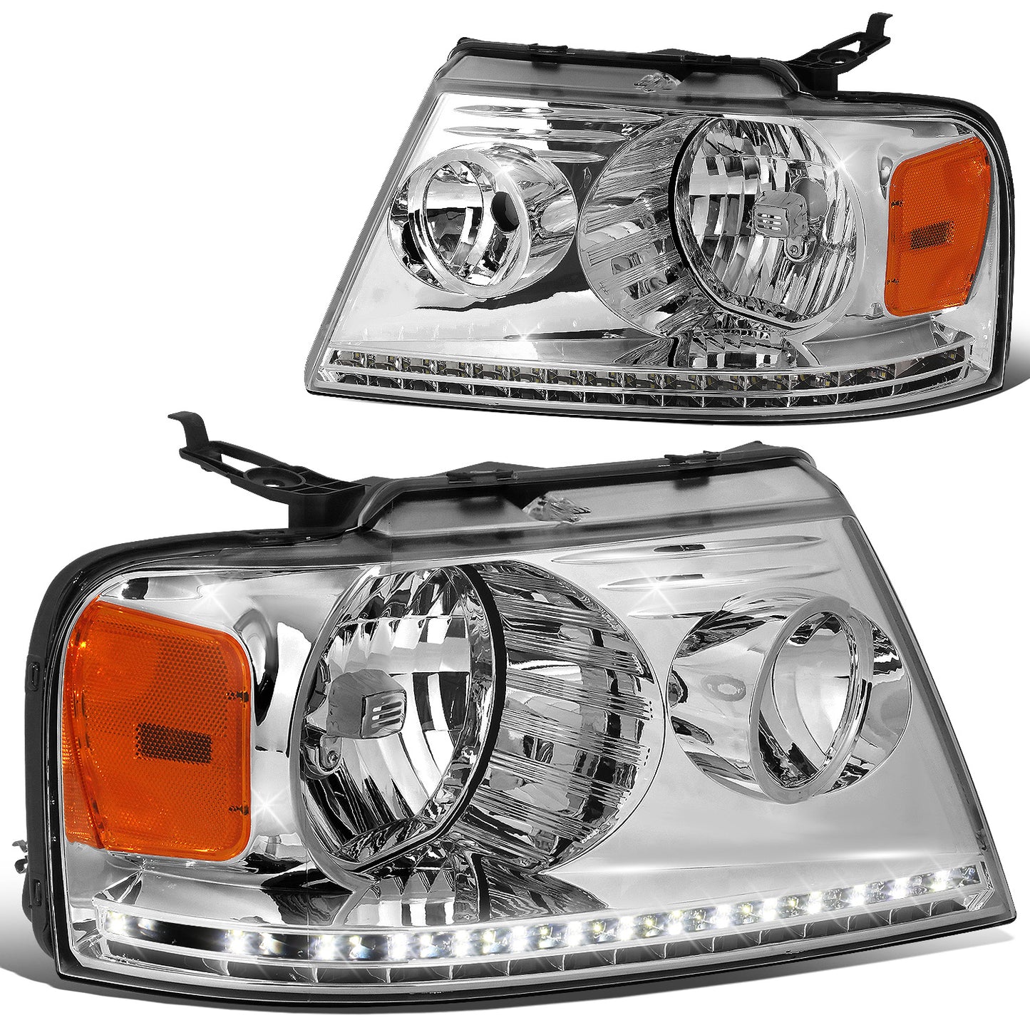 FAROS 04-08 FORD F-150 / 06-08 LINCOLN MARK LT - LED DRL - CHROME HOUSING / AMBER CORNER