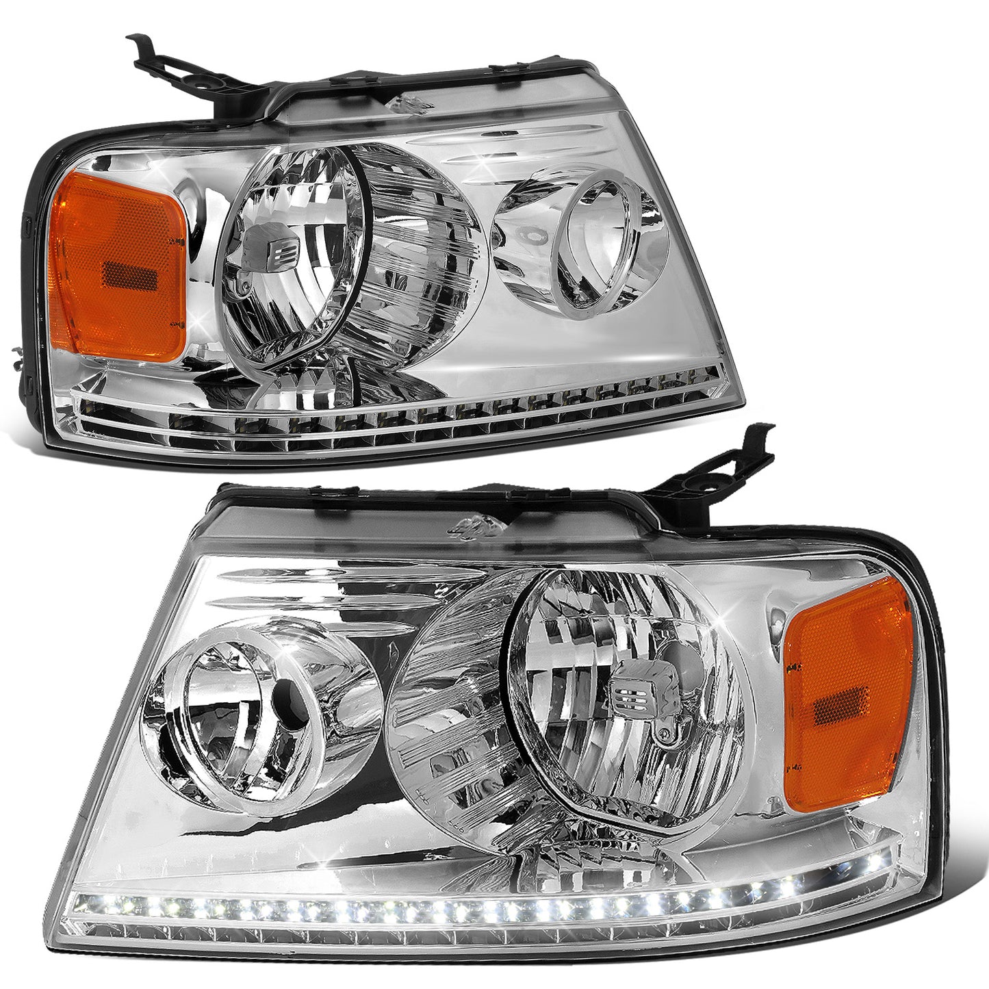 FAROS 04-08 FORD F-150 / 06-08 LINCOLN MARK LT - LED DRL - CHROME HOUSING / AMBER CORNER