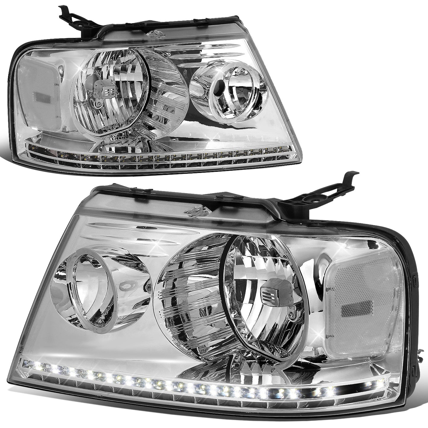 FAROS 04-08 FORD F-150 / 06-08 LINCOLN MARK LT - LED DRL - CHROME HOUSING / CLEAR CORNER